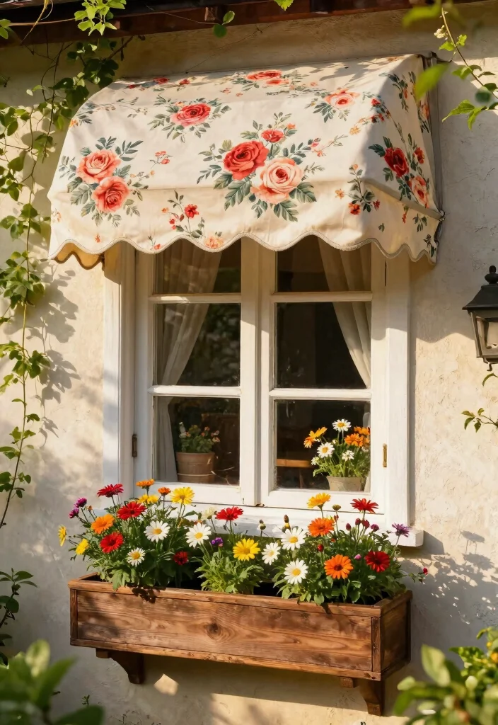 8 Classic Awning Ideas Window Decorations 1. Floral Fabric Awnings 0