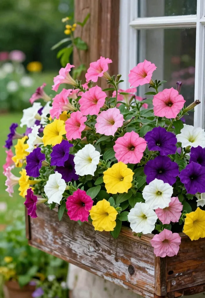 8 Colorful Petunia Window Box Ideas for Cascading Blooms 2. Color Splash Combinations 0