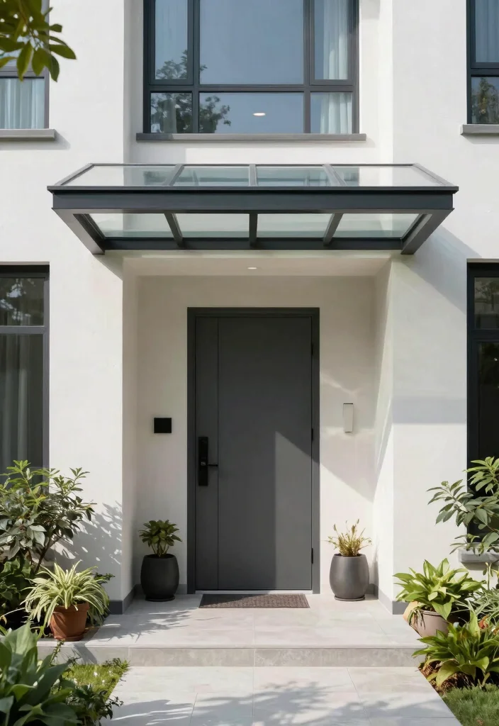 8 Functional Door Awning Ideas for Any Architectural Style 7. Transparent Awning for Light 0