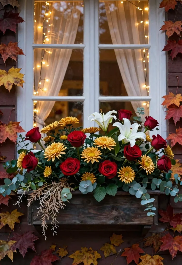 8 Warm Thanksgiving Window Box Ideas for Guests 3. Elegant Floral Arrangements 0