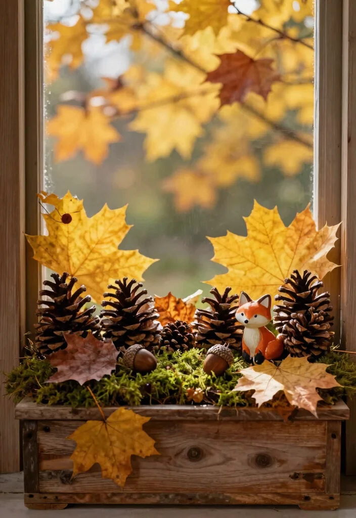8 Warm Thanksgiving Window Box Ideas for Guests 4. Whimsical Pinecone Wonderland 0