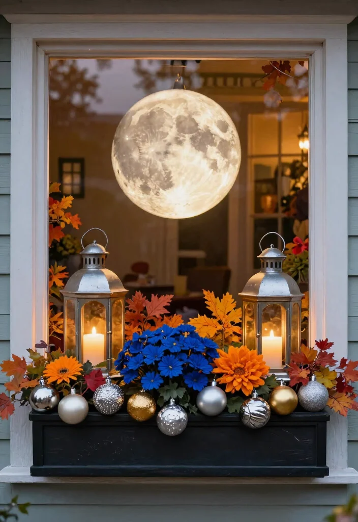 8 Warm Thanksgiving Window Box Ideas for Guests 5. Harvest Moon Theme 0