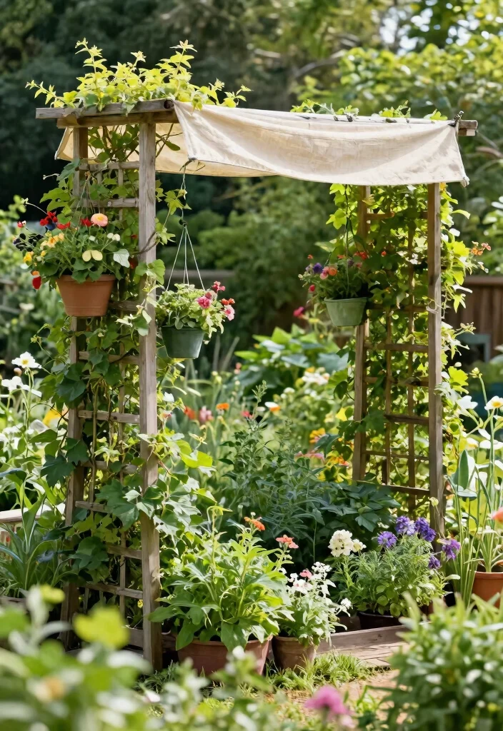 9 Best Mobile Home Canopy Ideas for Extra Comfort 6. Garden Trellis with Shade Cloth 0