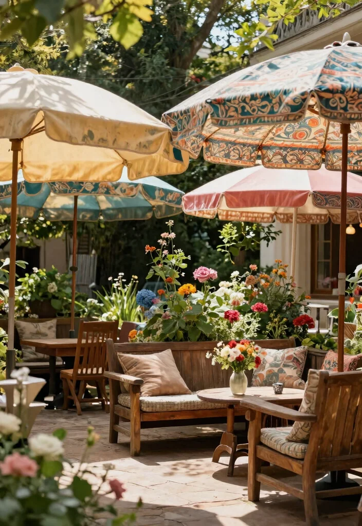 9 Best Mobile Home Canopy Ideas for Extra Comfort 7. Vintage Umbrellas for Chic Shade 0