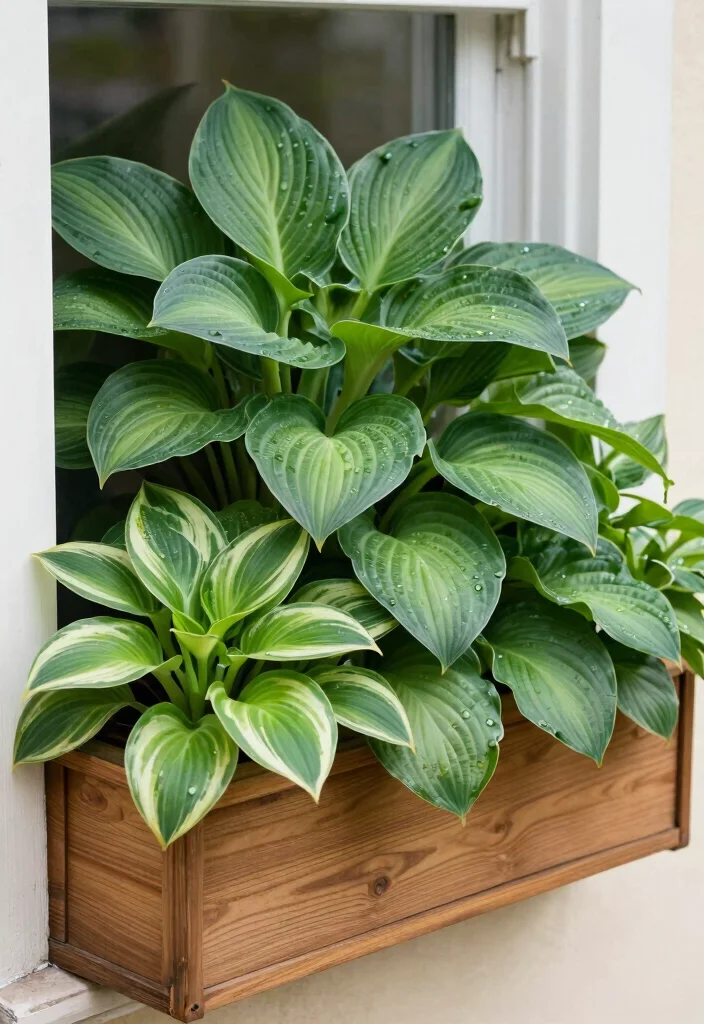 9 Best Shaded Window Box Ideas for North Facing Windows 3. Hostas Galore 0