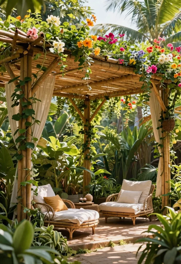 9 Creative Awning Roof Ideas for All Season Protection 2. Bamboo Canopy for a Tropical Vibe 0