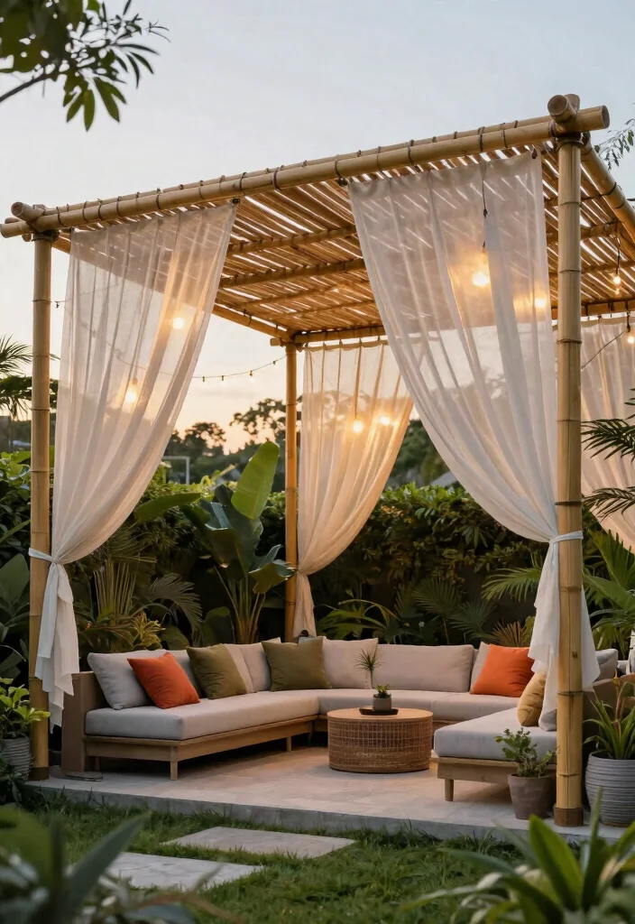 9 Dreamy Garden Awning Ideas Canopies for Outdoor Events 4. Minimalist Bamboo Canopies 0