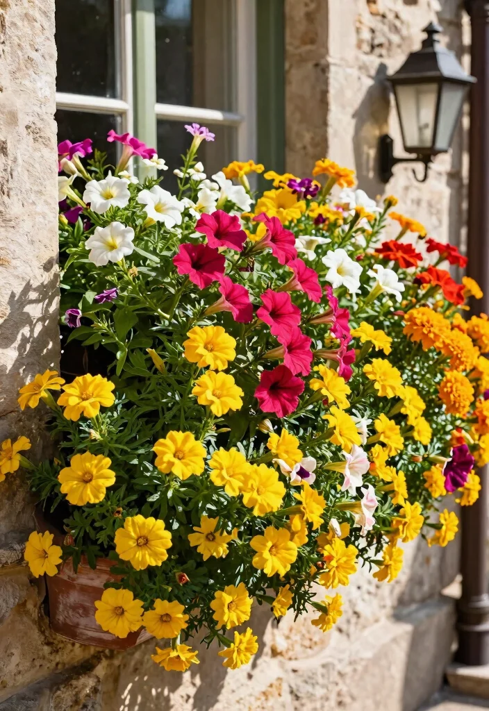 9 Elegant French Window Box Ideas for a Chic Exterior 3. Colorful Annuals for a Seasonal Display 0