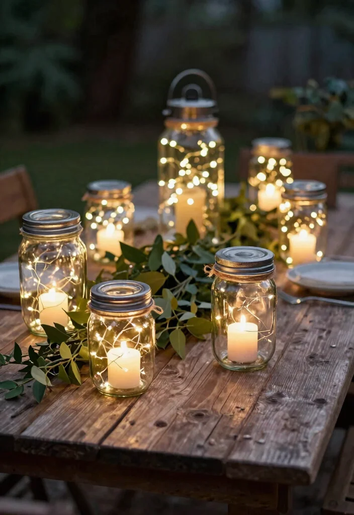 9 Elegant Patio Table Decor Ideas and Centerpiece Designs 2. Recycled Glass Jar Lanterns 0