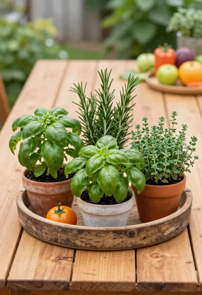 9 Elegant Patio Table Decor Ideas and Centerpiece Designs 3. Herb Centerpieces 0