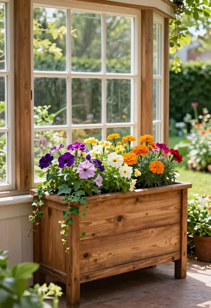 9 Stunning Bay Window Flower Box Ideas for Large Homes 1. Classic Wooden Flower Box 0