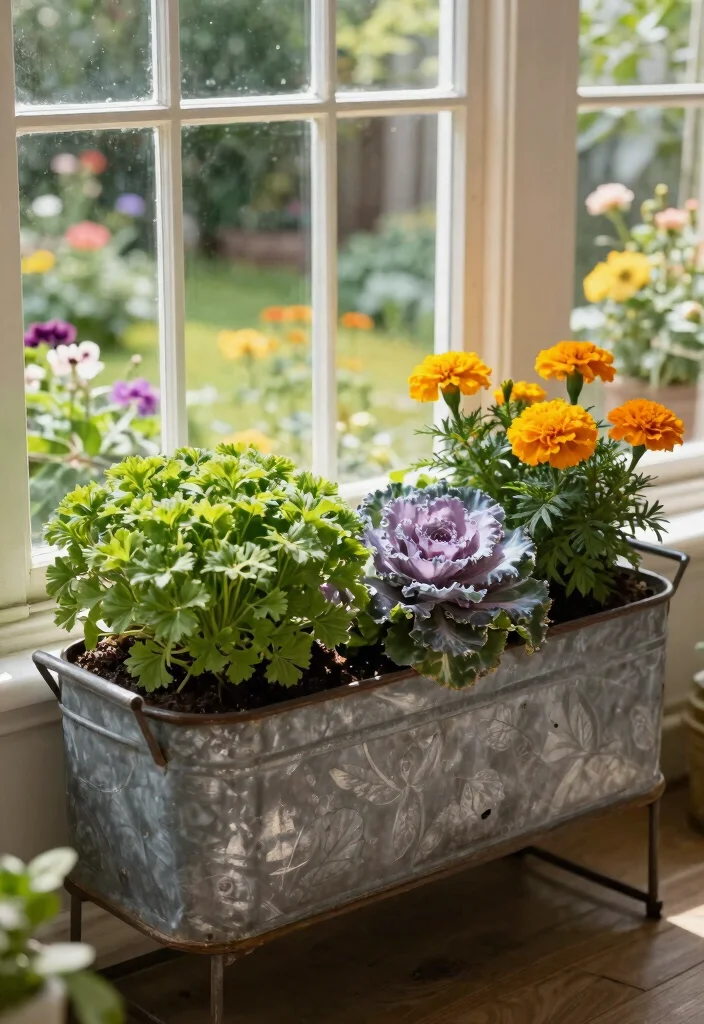 9 Stunning Bay Window Flower Box Ideas for Large Homes 6. Rustic Metal Flower Box 0