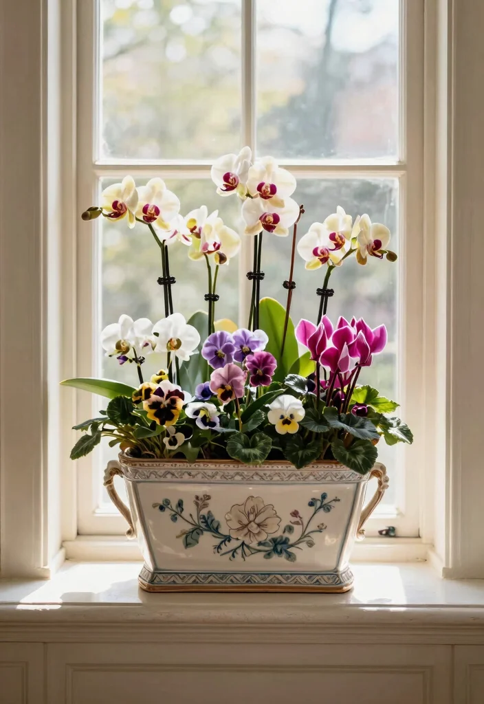 9 Stunning Bay Window Flower Box Ideas for Large Homes 9. Elegant Ceramic Flower Box 0