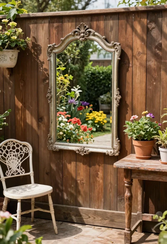 9 Unique Patio Decor Ideas with Antiques and Finds 7. Antique Mirrors for Illusion and Depth 0