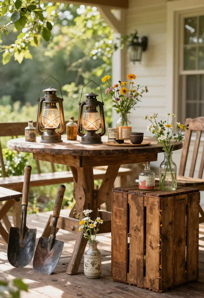 9 Unique Patio Decor Ideas with Antiques and Finds 9. Charming Antique Accessories 0