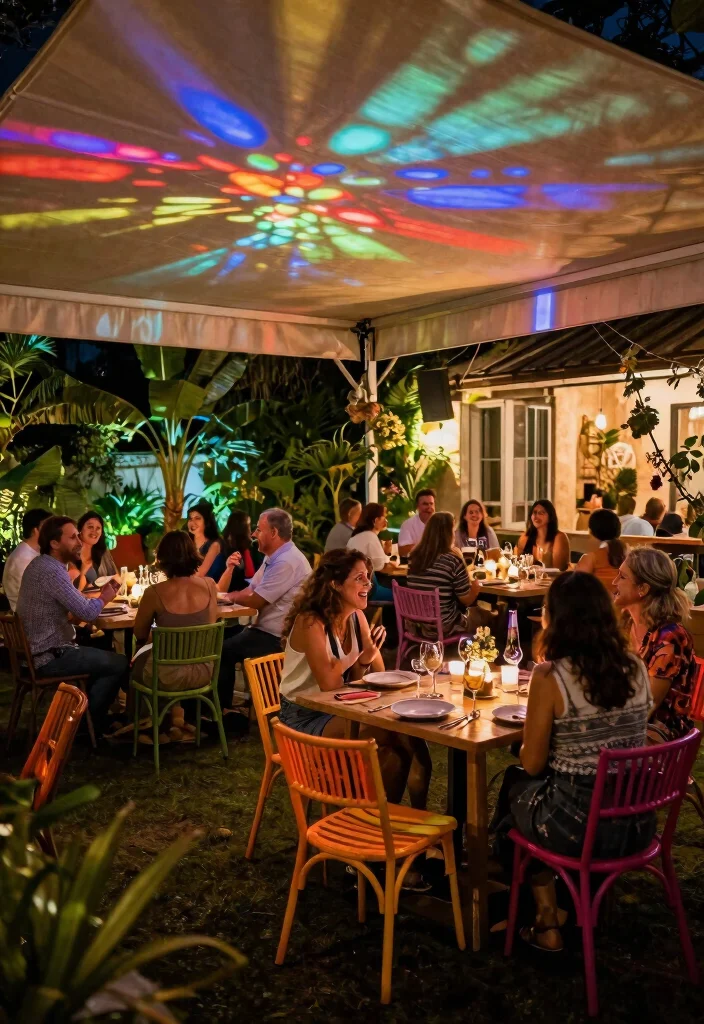 Enchanting Awning Lighting Ideas for Warm Evening Ambiance 8. Projector Lights for Themed Ambiance 0