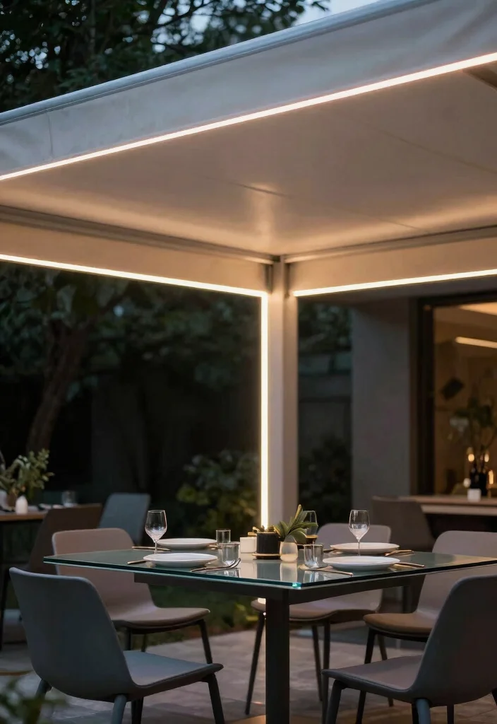 Enchanting Awning Lighting Ideas for Warm Evening Ambiance 9. LED Strip Lights for Modern Accents 0