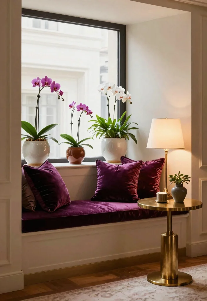 10 Cozy Box Window Nook Ideas for Indoor Seats 5. Luxurious Velvet Vibes 0