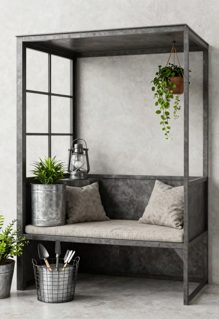 10 Cozy Box Window Nook Ideas for Indoor Seats 6. Industrial Chic with Metal Accents 0
