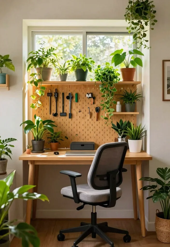 10 Cozy Box Window Nook Ideas for Indoor Seats 9. Functional Workspace with Greenery 0