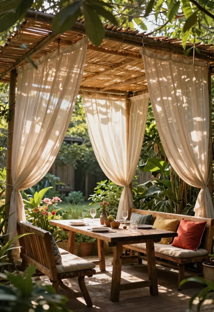 10 Efficient Outdoor Awning Ideas for Patio Shade Solutions 2. Eco Friendly Bamboo Canopies 0