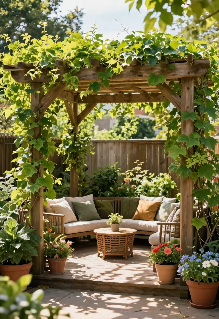 10 Efficient Outdoor Awning Ideas for Patio Shade Solutions 3. Pergolas with Climbing Plants 0