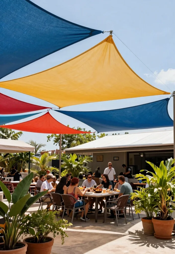 10 Efficient Outdoor Awning Ideas for Patio Shade Solutions 6. Sail Shades for Versatile Protection 0