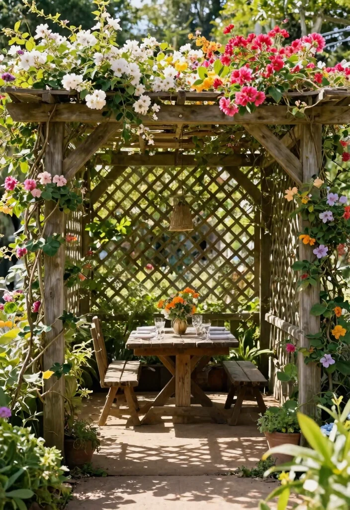 10 Efficient Outdoor Awning Ideas for Patio Shade Solutions 8. Lattice Shade Structures 0