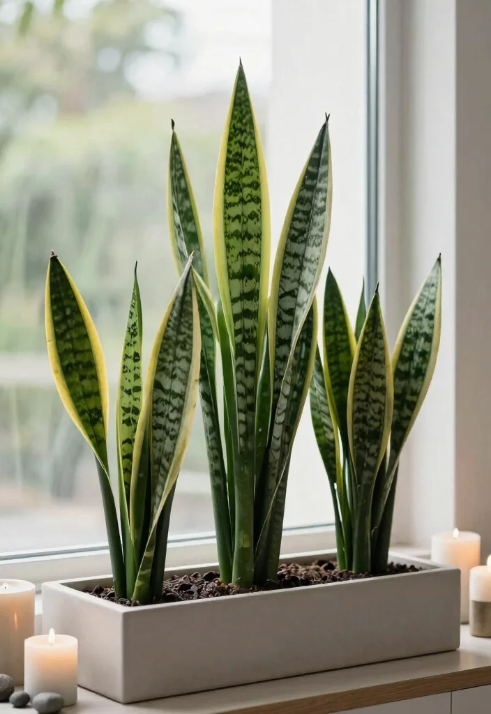 10 Lush Shade Planter Box Ideas for North Facing Windows 10. Serene Snake Plants 0