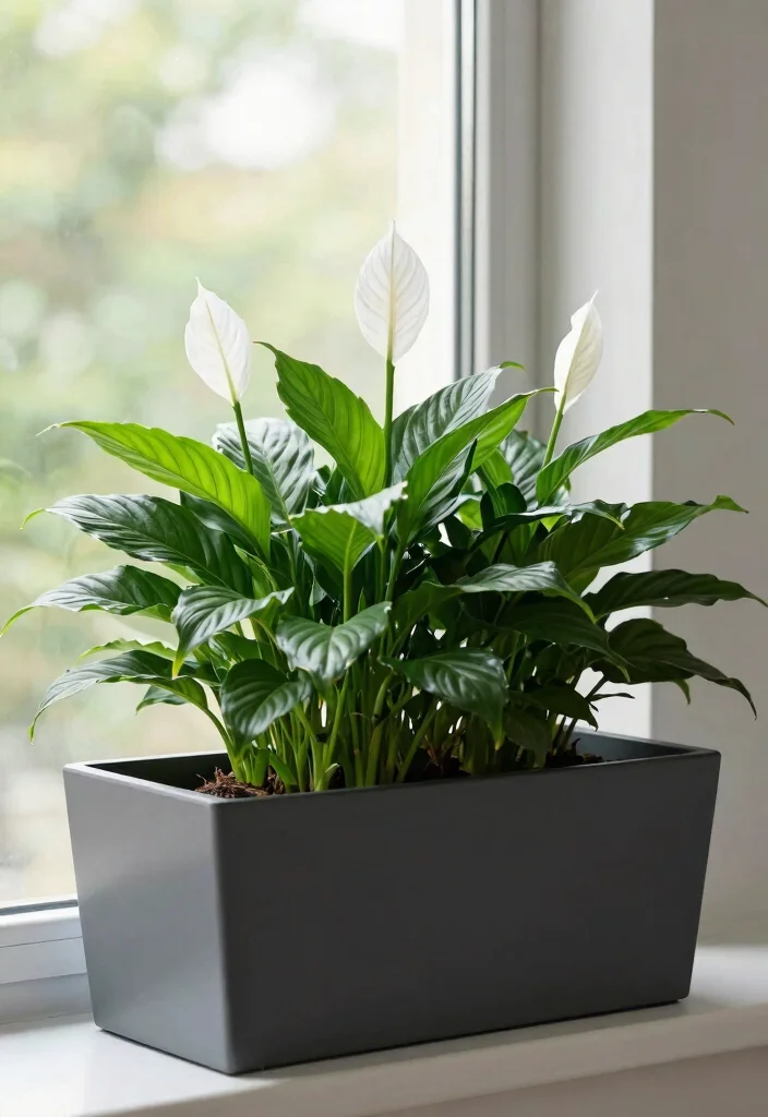 10 Lush Shade Planter Box Ideas for North Facing Windows 3. Tropical Touch with Peace Lilies 0
