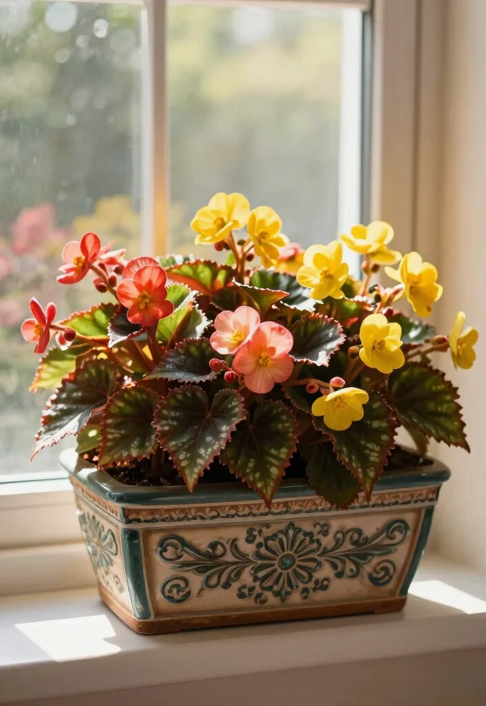 10 Lush Shade Planter Box Ideas for North Facing Windows 9. Whimsical Begonias 0