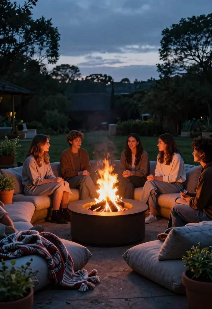 10 Refreshing Summer Patio Decor Ideas for Entertaining 5. Cozy Fire Pit for Evening Gatherings 0