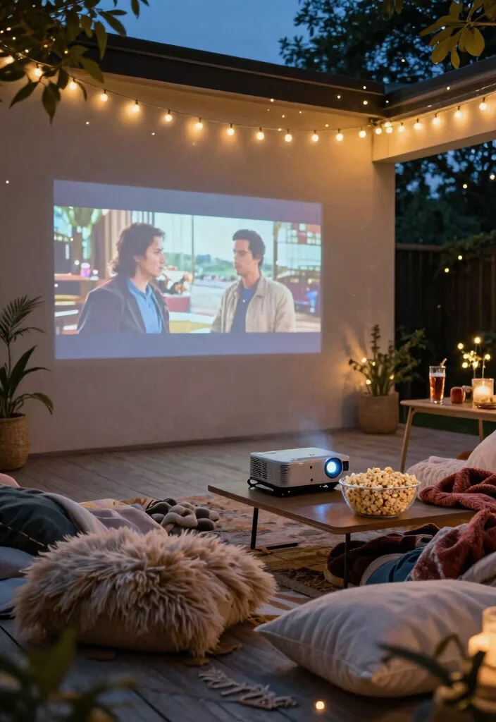 10 Serene Screened In Patio Ideas for Bug Free Living 7. Outdoor Movie Night 0