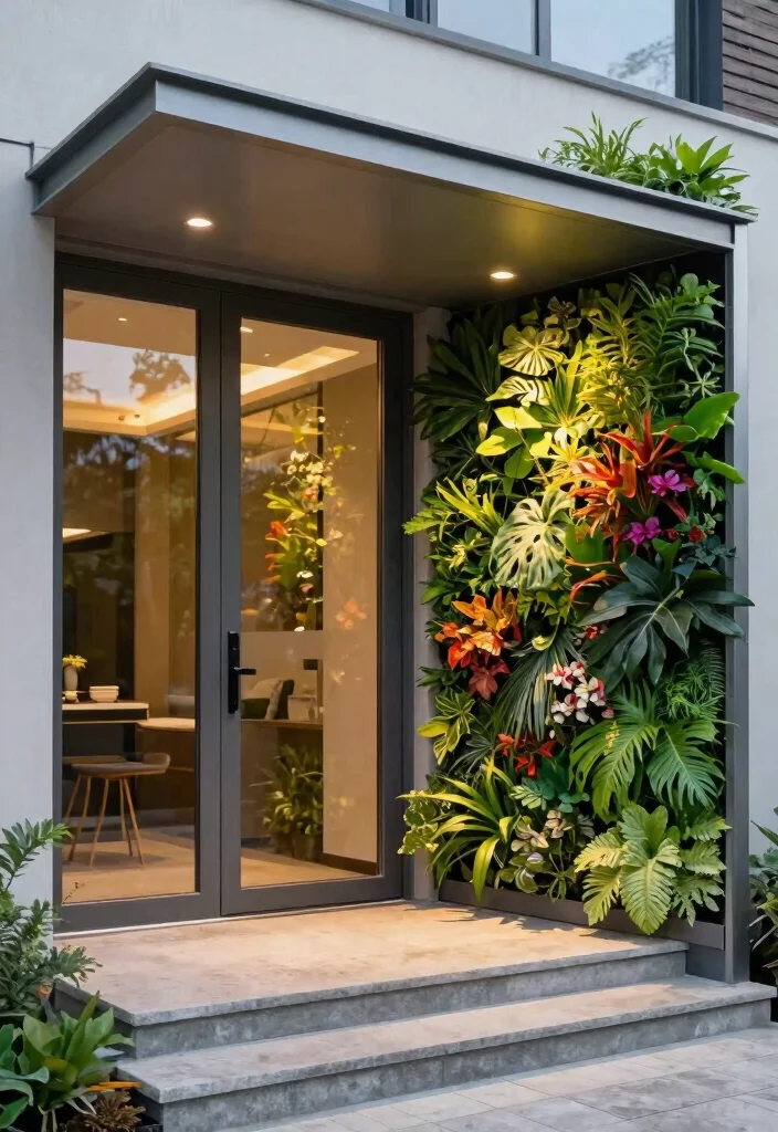 10 Stunning Front Door Awning Ideas for an Eco Friendly Entrance 3. Metal Frame Awnings with Living Walls 0