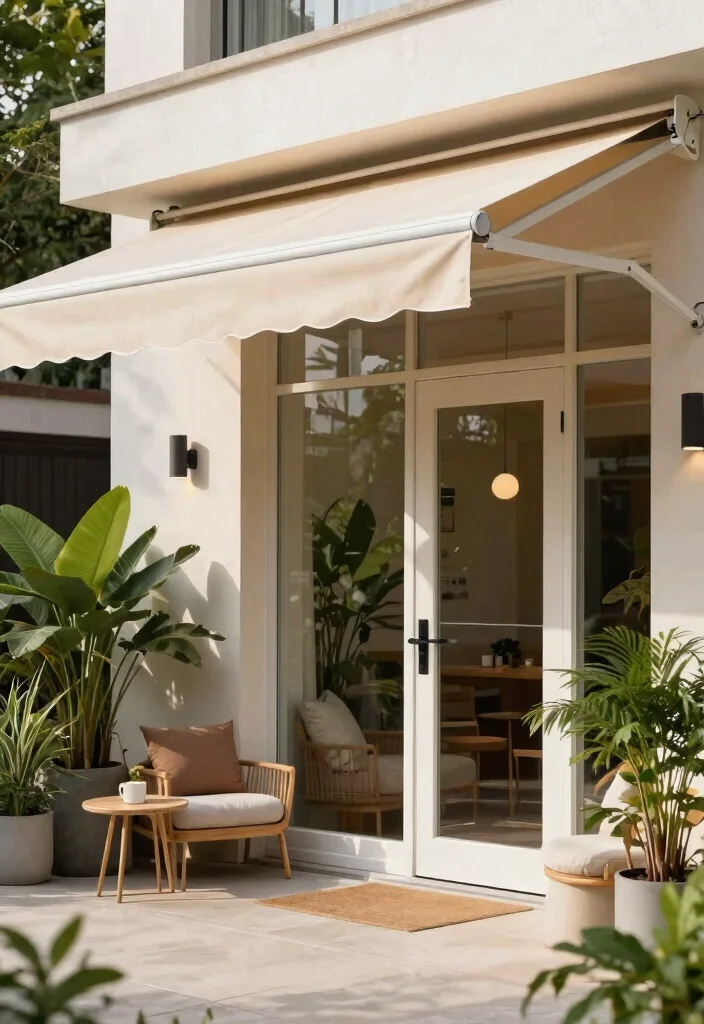 10 Stunning Front Door Awning Ideas for an Eco Friendly Entrance 6. Retractable Awnings for Versatility 0