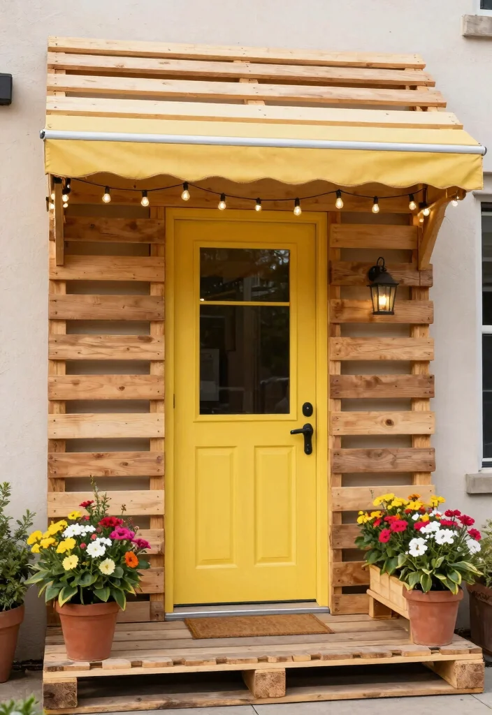 10 Stunning Front Door Awning Ideas for an Eco Friendly Entrance 7. DIY Pallet Awnings for a Personal Touch 0