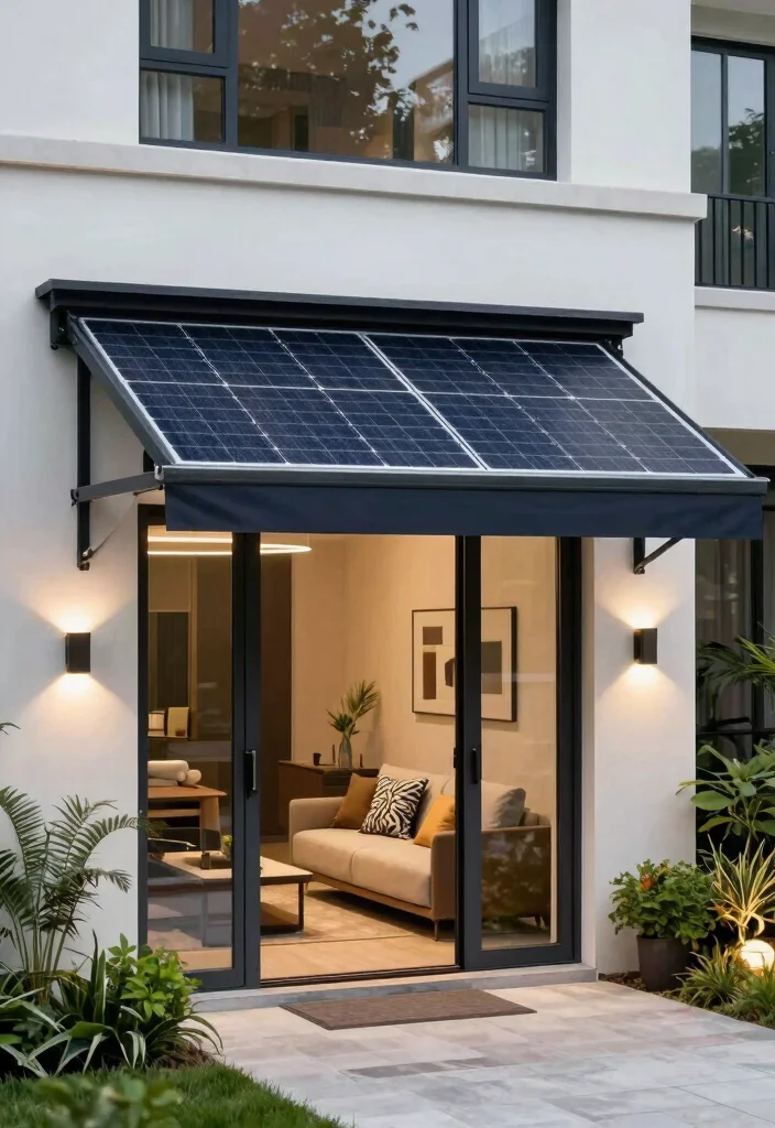 10 Stunning Front Door Awning Ideas for an Eco Friendly Entrance 9. Solar Powered Awnings for Energy Efficiency 0