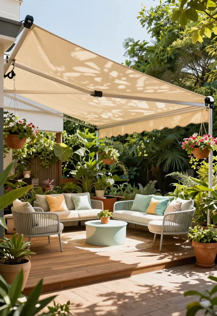 10 Stylish Deck Awning Ideas for a Functional Outdoor Space 1. Retractable Fabric Awnings for Versatility 0