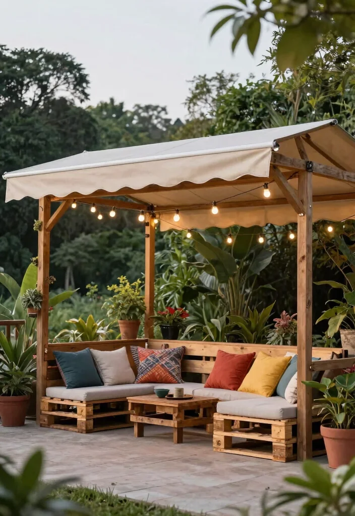 10 Stylish Deck Awning Ideas for a Functional Outdoor Space 10. DIY Pallet Awnings for a Budget Friendly Approach 0
