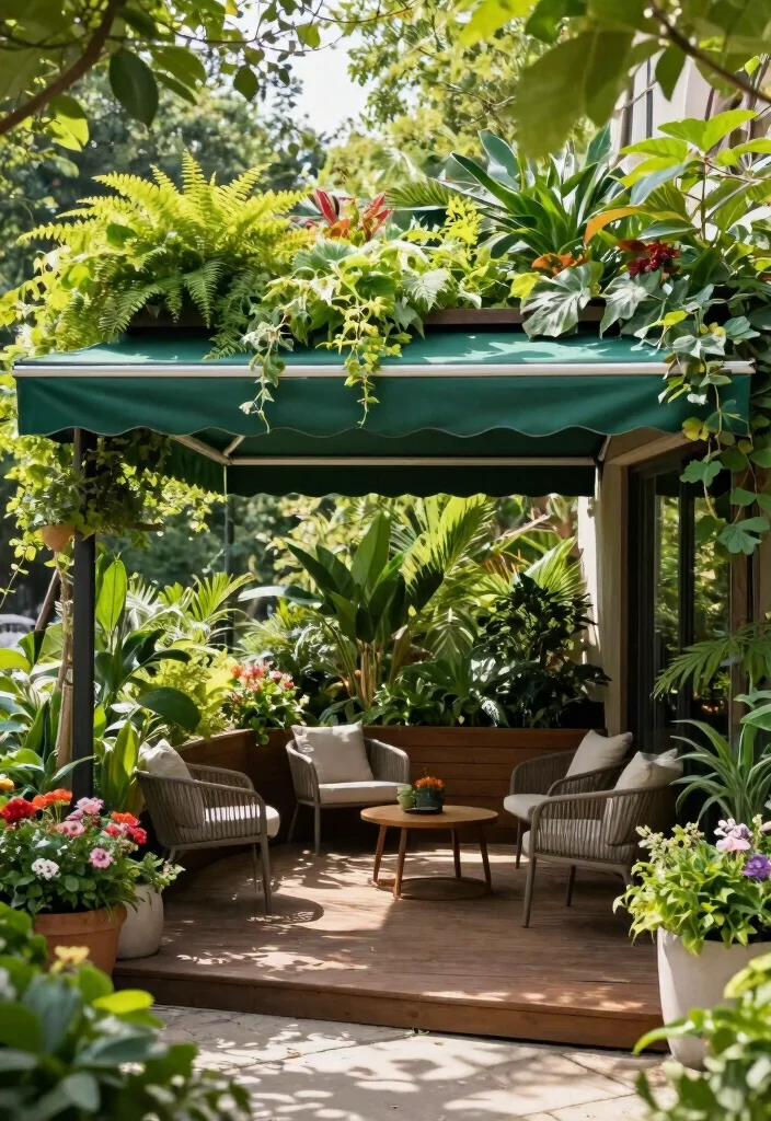 10 Stylish Deck Awning Ideas for a Functional Outdoor Space 4. Green Roof Awnings for Eco Friendly Living 0