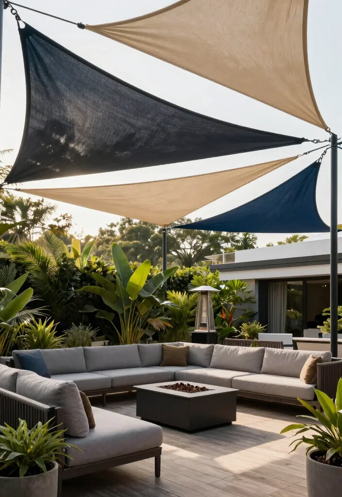 10 Stylish Deck Awning Ideas for a Functional Outdoor Space 6. Modern Shade Sails for a Contemporary Look 0