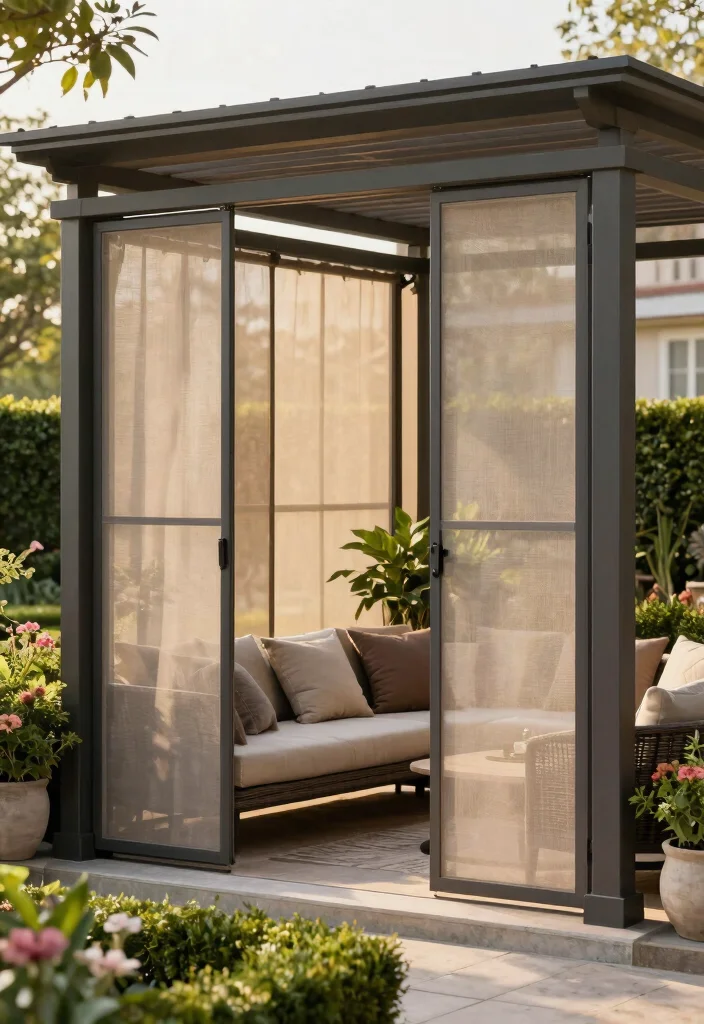 10 Stylish Deck Awning Ideas for a Functional Outdoor Space 7. Pergola with Retractable Screens for Ultimate Protection 0
