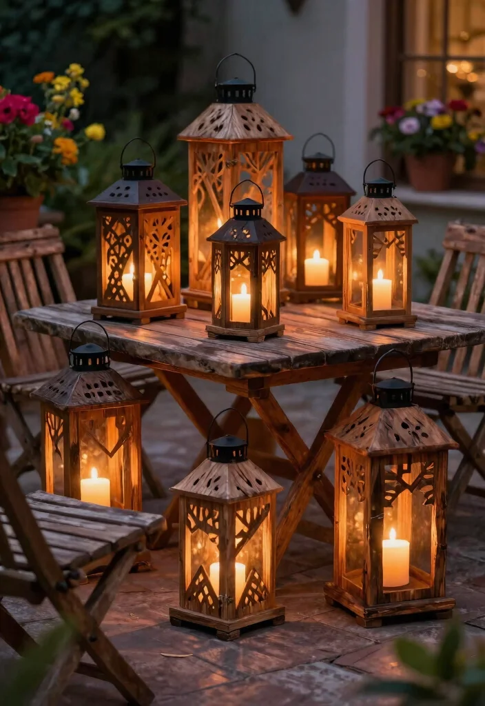 10 Warm Wooden Patio Decor Ideas for a Natural Look 3. Wooden Lanterns and Lighting 0