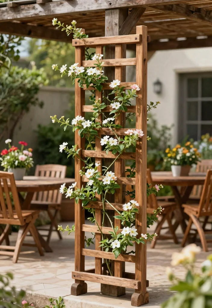 10 Warm Wooden Patio Decor Ideas for a Natural Look 4. Wooden Garden Trellis 0