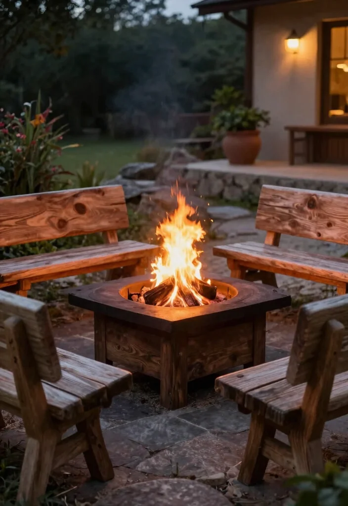 10 Warm Wooden Patio Decor Ideas for a Natural Look 7. Wooden Fire Pit 0