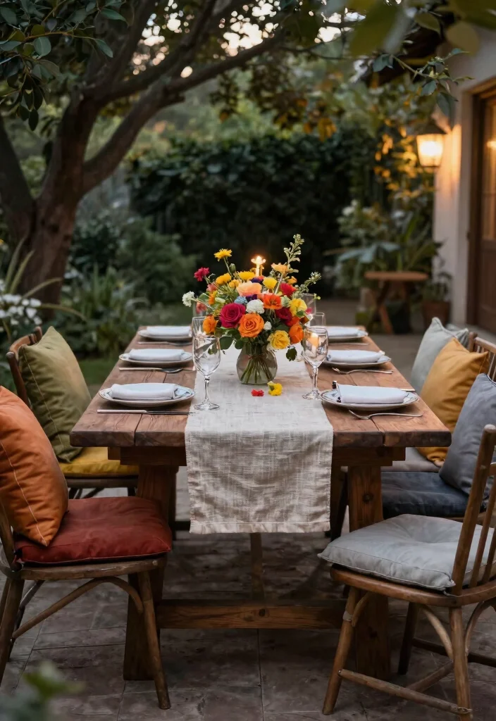 11 Best Patio Seating Decor Ideas for Large Gatherings 2. Dining Table Elegance 0