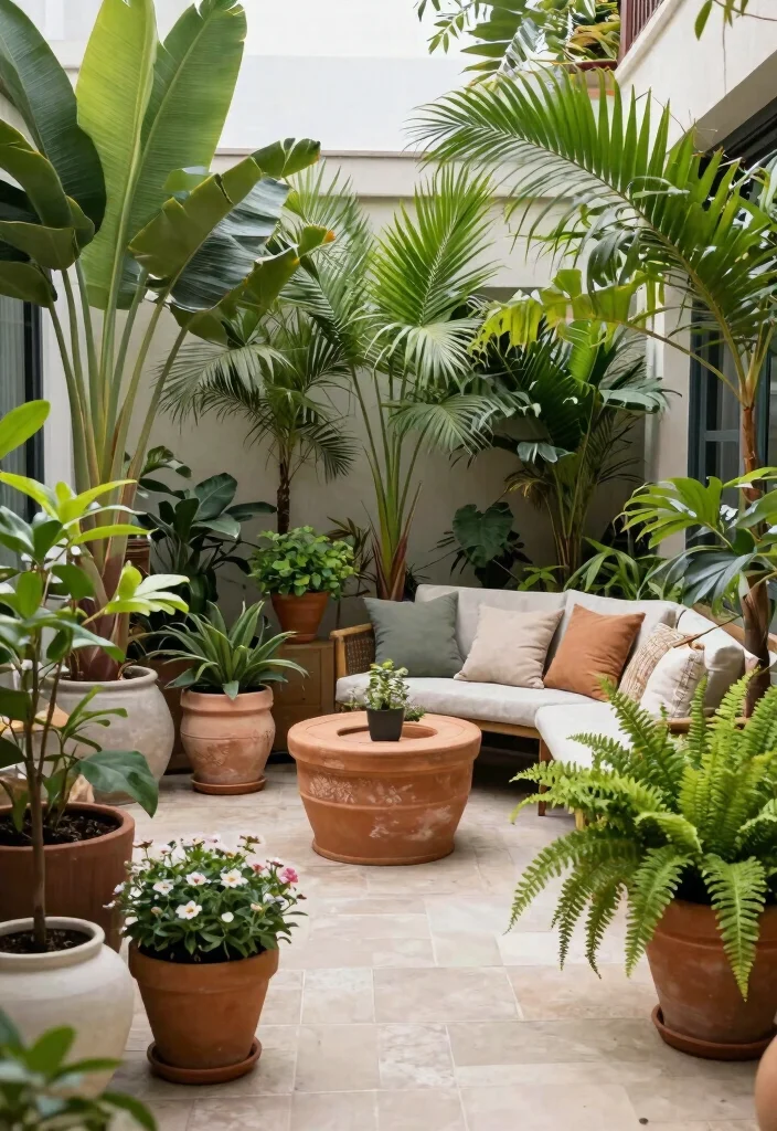 11 Best Patio Seating Decor Ideas for Large Gatherings 3. Potted Plant Paradise 0