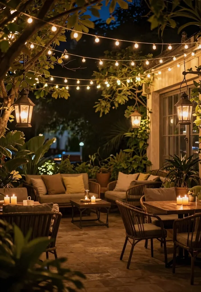 11 Best Patio Seating Decor Ideas for Large Gatherings 6. Ambient Lighting Options 0