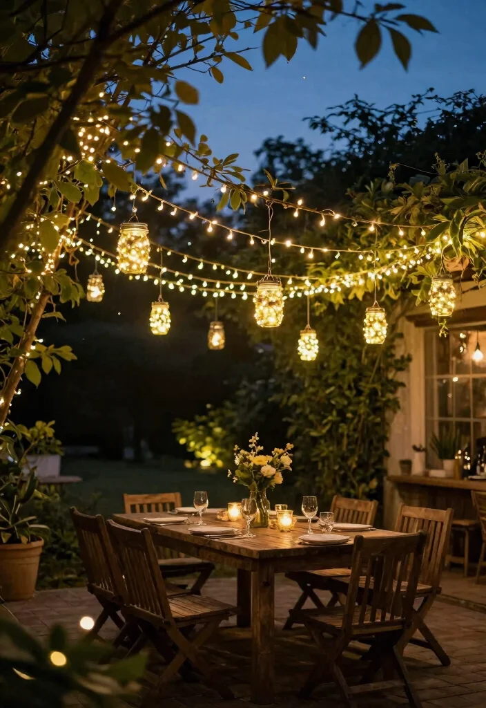 11 Elegant Patio Dining Decor Inspiration for Outdoor Meals 3. Fairy Light Magic 0