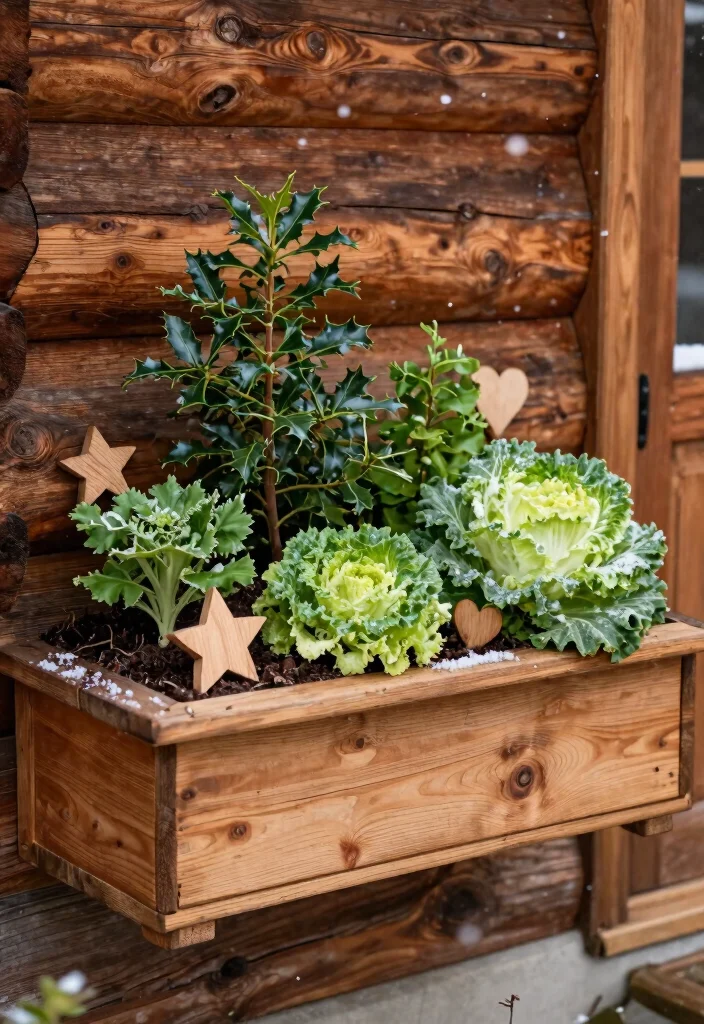 11 Festive Window Box Christmas Ideas for the Holidays 3. Rustic Wood Accents 0